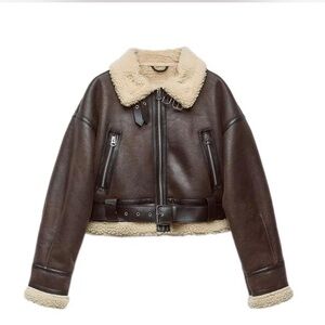 Zara Dark Brown Teddy Jacket with Cream Accents